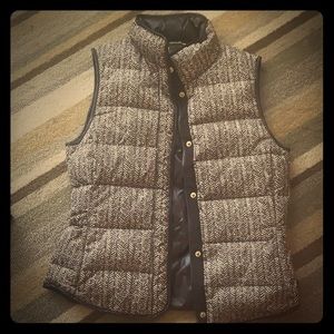 Brown and white down vest